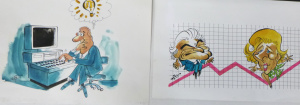 Lot 328 - 2 x William Ellis Green (WEG) - (1923 - 2008) - Original Unframed Cart