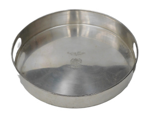 Lot 330 - Large circular Caf Du Monde Paris Stainless steel dinks tray - engrave