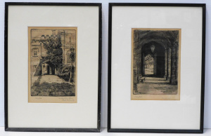 Lot 333 - Victor Ernest Cobb (1876 - 1945) 2 x Framed Etchings of Melbourne Univ