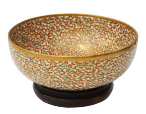 Lot 334 - Vintage Japanese Satsuma Bowl - Hdecorated w 1000 Butterflies - all de