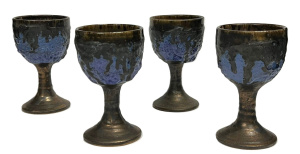 Lot 343 - Set 4 x 1970s Robert Beck fat lava Australian pottery wine goblets, co