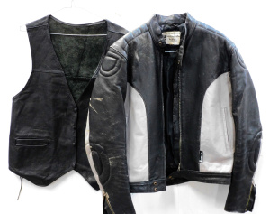 Lot 19 - 2 x Vintage Mens Leather inc Walden Miller two tone bikers jacket - wai