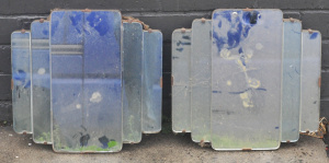Lot 2 - Pair vintage 1930s Art Deco Mirrors - tapering from middle out, 37x38cm