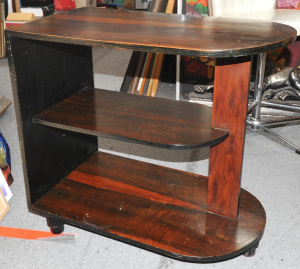 Lot 8 - Art Deco Wooden Bookshelf - Two Tier curved end 45cm D x 70cm H x 75cm