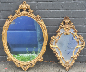 Lot 12 - 2 x vintage carved wooden & plaster Gilt Framed Ornate Decorative M