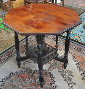 Lot 15 - Vintage Ebonised Edwardian Side Table - Octagonal stripped & polish