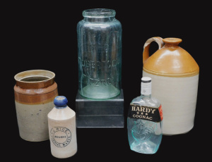 Lot 32 - Group lot vintage Bottles & Stoneware jars inc Mac Robertson Fitzro