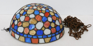 Lot 42 - Vintage Glass Lead Light Ceiling Shade Blue, Red & Beige - I piece