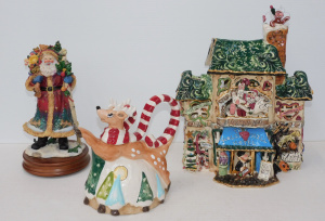 Lot 45 - 3 x Christmas ceramic themed display items inc Blue Sky Ceramics - The