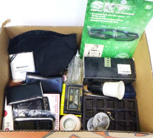 Lot 49 - Box Lot Mixed Vintage & Modern Items - incl Sharp Calculators, Spy