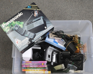 Lot 52 - Box Lot of Mixed Modern Items incl Staplers, Calculators, Cordless Phon