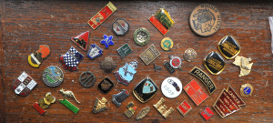 Lot 62 - Lot of Mixed Vintage Enamel & Other Badges incl 1966 Wooden Nickel,