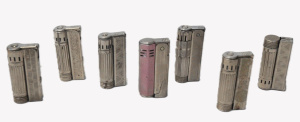 Lot 67 - 7 x Vintage Mini Fox Fuel Cigarette Lighters - Each w Different Design