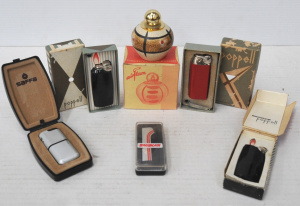 Lot 68 - Lot of Vintage Cased Gas Lighters incl West German Airflam Ceramic Tabl