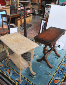 Lot 78 - 3 x pieces - Vintage Furniture - Vic style Card Table w fold over Green