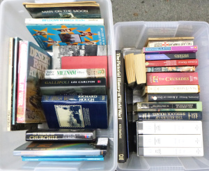 Lot 90 - 2 x Boxes Mixed Books - incl Military Related, Eagle on the Moon, Movie