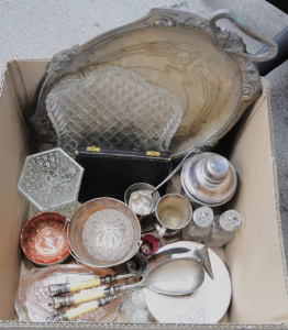 Lot 100 - Box lot- Art Deco & other EPNS, Cut Crystal & glassware - 1930