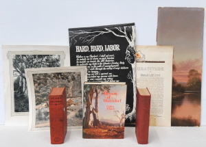 Lot 111 - Box Lot Vintage Ephemera - incl Unframed Signed Oil Painting (W Lindle