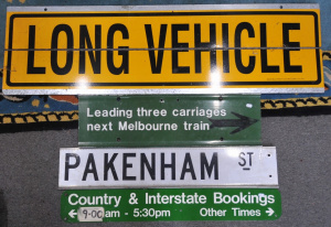 Lot 117 - 4 x Vintage Metal Signs incl signs for Long Vehicle, Pakenham St, Coun