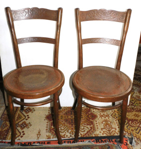 Lot 123 - Pair of Vintage 1920s Bentwood Chairs - w Decorative Pressed Base and