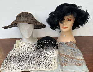 Lot 150 - Group ladies vintage access Incl hats Crochets Florence black velvet &