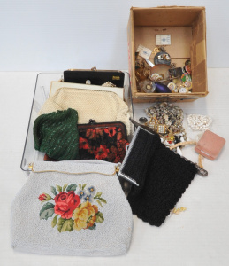 Lot 153 - 2 x boxes - Vintage Ladies Costume Jewellery, Bags & Access - bead