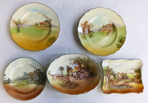 Lot 178 - 5 x Vintage Royal Doulton China plates, bowls & sandwich tray inc,