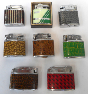 Lot 190 - Group colourful Vintage Cigarette Lighters, incl Colibri, etc