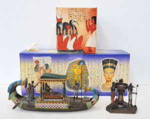 Lot 192 - 2 x Boxed Egyptian themed Bronzed finish Items inc Royal Lunar Barge 3