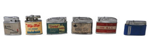 Lot 196 - 6 x Vintage Australian Mixed Advertising Cigarette Lighters incl Tip-T