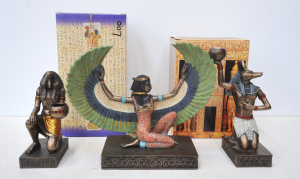 Lot 197 - 3 x Egyptian Bronzed finish Figures inc Isis The first Queen of Egypt