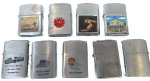 Lot 213 - Group vintage Japanese Windproof cigarette lighters - some with advert