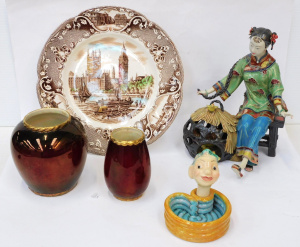 Lot 228 - Group lot of vintage ceramics inc 2 x Carlton Ware Rouge royale vases