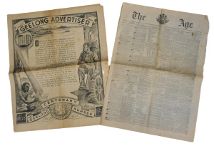 Lot 239 - 2 x Newspapers inc 1938 - October 8th Geelong Advertiser and Reproduct