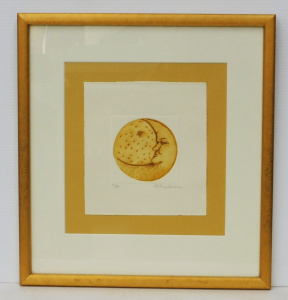 Lot 242 - Mary Eisman (USA Active c1990s+) Gilt Framed Etching - Crescent Moon -