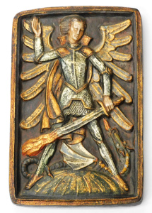 Lot 264 - Vintage c1970s Terracotta Plaque - St George & The Dragon - impres