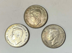 Lot 294 - 3 x 1937 Australian silver Crown pre decimal Coins