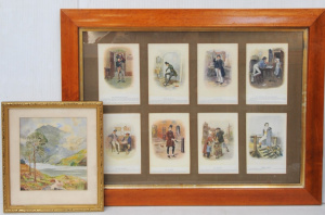 Lot 303 - 2 x Framed Pictures incl Framed Set of 8 Dickens Character Prints &