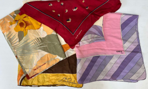 Lot 305 - 4 x vintage designer silk scarves - De La Roche, Fidji de Guy Laroche