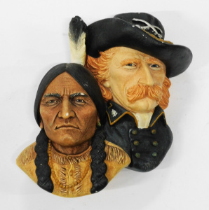Lot 318 - Vintage Bossons Plaster Wall Plaque - Colonel Custer & Chief Sitti