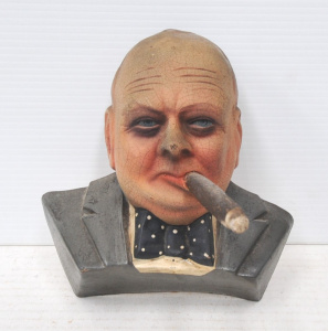 Lot 339 - Vintage RuberoidComposite Winston Churchill Bust Wall Hang w Original