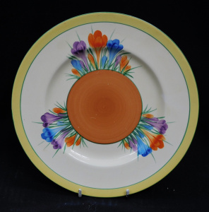 Lot 354 - 1940s Clarice Cliff Hand Painted Autumn Crocus plate 23cm D - Chip to