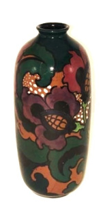 Lot 355 - c1923-36 Decoro, Canning Pottery, earthenware vase, dark ground, flor