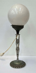 Lot 359 - Vintage 1930s Art Deco chrome Diana lamp, round & white glass ball
