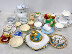 Lot 21 - Box lot of Mixed china inc Royal Albert, Aynsley Demitasse sets, Shelle