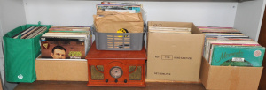 Lot 24 - 5 x Boxes of Vintage Assorted LP Records & Record player stereo inc