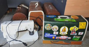Lot 29 - 5 x Vintage Cased Singer Sewing Machines incl One w Retro stickers to c