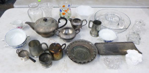 Lot 36 - Box lot of Glass, EPNS & China incl, Krosno dip bowl, small Fenton