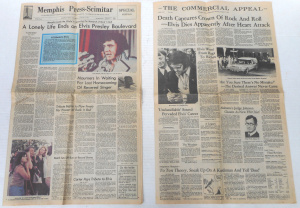 Lot 46 - 2 x Original Memphis Newspapers from Wednesday August 17 1977 reporting