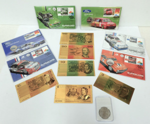 Lot 54 - Group lot of Coin Currency inc 6 x Carded Supercars uncirculated 50 cen